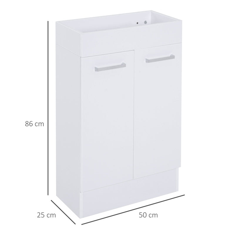 kleankin Under Sink Bathroom Vanity Unit Ceramic Basin Sink Cloakroom Storage Cabinet Home Furniture