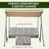 Outsunny Three-Seater Garden Swing Seat - Light Brown