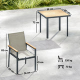 Outsunny Five-Piece Metal Dining Set, with Glass-Top Table - Khaki