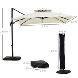 Outsunny Steel Frame Outdoor Roma Cantilever Umbrella