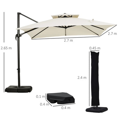 Outsunny Steel Frame Outdoor Roma Cantilever Umbrella