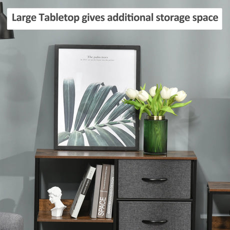 HOMCOM Chest of Drawers Storage  Dresser Cabinet Organizer with 3 Fabric Drawers and 2 Display Shelves for Living Room, Bedroom, Hallway, Black