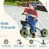 AIYAPLAY Kids Trike, Tricycle, with Adjustable Seat, Basket, Bell, for Ages 2-5 Years - Black
