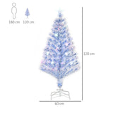 HOMCOM 4FT Artificial Fibre Optic Christmas Tree Seasonal Decoration w/ LED Lights Pre-Lit Easy Store White Blue