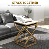 HOMCOM Set of Two Marble-Effect Nesting Tables