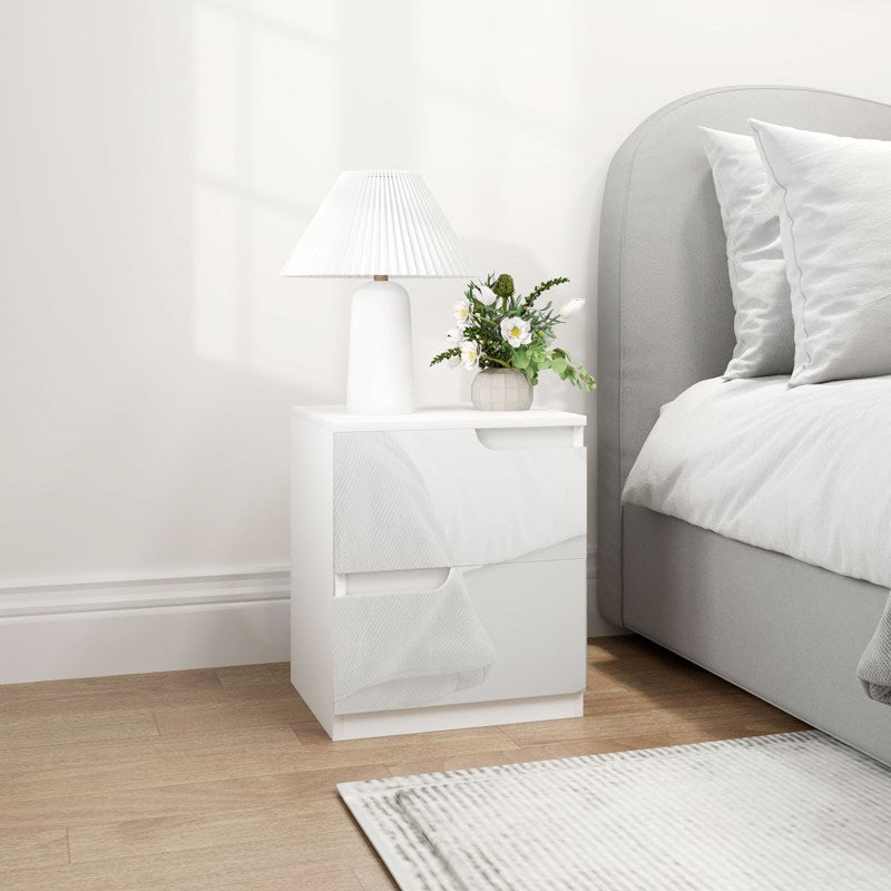 HOMCOM High Gloss Bedside Table - White