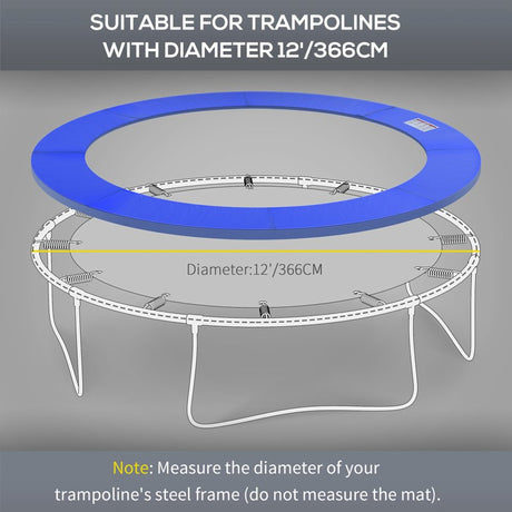 HOMCOM 12ft Trampoline Pad Φ366cm Trampoline Accessories Surround Pad Thick Foam Pads Padding Replacement Spare- Blue