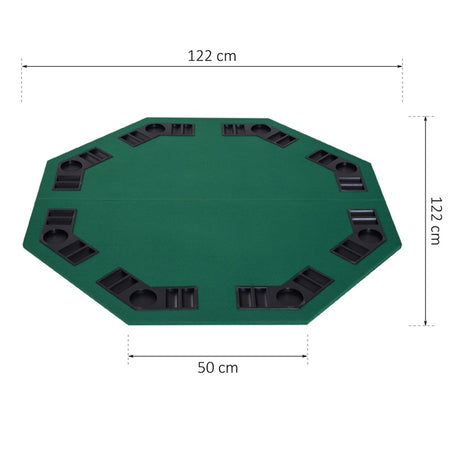 HOMCOM 1.2m/48 Inches Foldable Poker Table Top 8 Players Blackjack Tables Chip Trays