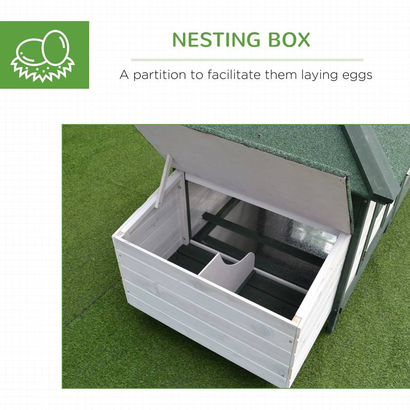 PawHut Chicken Coop, Small Animal Pet cage w/ Nesting Box, Wooden Outdoor Run, Green