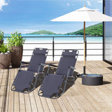 Outsunny 2 in 1 Folding Sun Lounger Reclining Garden Chair Set of 2 with 2-Level Adjustable Backrest, Outdoor Zero Gravity Recliner Garden Chairs with Head Pillow and Armrests, Grey
