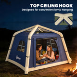 Outsunny Inflatable Camping Tent w/ Hand Pump, Easy Setup 1/2 Person Blow Up Tent, Dark Blue