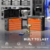 HOMCOM 4 Drawers Large Toolbox - Orange