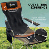 Outsunny Set of 2 Reclining Folding Camping Chair w/ Detachable Footrest, Storage Bag, Cup Holder & Headrest, Lightweight Portable Camp Chair for Beach, Picnic, Orange and Black
