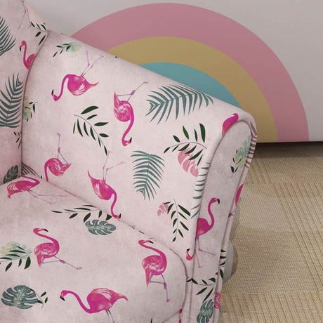 AIYAPLAY Kids Armchair with Flamingo Design, Wooden Frame, for Bedroom, Playroom, Kids Room, Pink