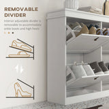 HOMCOM Slim Shoe Cabinet, Shoe Cabinet with 4 Drop-Down Drawers, 105W x 24D x 82.5H cm,  White