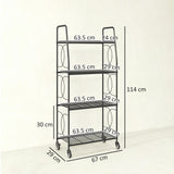 Outsunny 4-Tier Metal Plant Stand, Heavy Duty Ladder Shelf Potted Plants Display Rack with Lockable Wheels