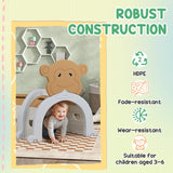 AIYAPLAY Monkey Design Kids Play Tunnel for Crawl and Climb, for 3-6 Years, Brown