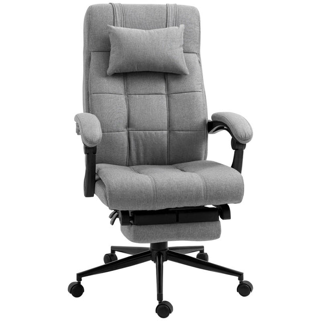 Vinsetto Office Chair with Footrest Ergonomic Office Chair with Armrests Lumber Support and Headrest Light Grey