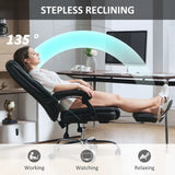 HOMCOM Faux Leather Reclining Office Chair, with Footrest - Black