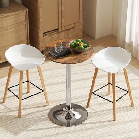 HOMCOM Round Bar Table, 360 Degree Swivel Counter Pub Table with Adjustable Height, for Kitchen, Cafe, Rustic Brown