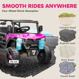 AIYAPLAY Kids Ride on Car, 12V Electric Kids UTV with Electric Dump Bed, 4-Wheel Suspension for 3-8 Years, Pink