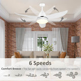 HOMCOM Reversible Ceiling Fan with Light, 3 Blades Indoor Modern Mount White LED Lighting Fan with Remote Controller, for Bedroom, Living Room, White