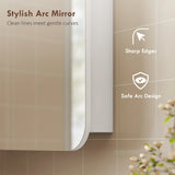 HOMCOM Arched Bathroom Mirror Cabinet with Adjustable Shelves - White