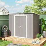 Outsunny 7 x 4 Garden Shed, Galvanised Steel, Metal Lean-to Tool Shed with Foundation Kit, Grey