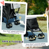 PawHut Foldable Dog Stroller, Lightweight Dog Pram w/ Shoulder Strap, Storage Bag, Cup Holder, Light Grey