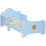 ZONEKIZ Space Themed Toddler Bed, Kids Bedroom Furniture, with Safety Rails - Blue