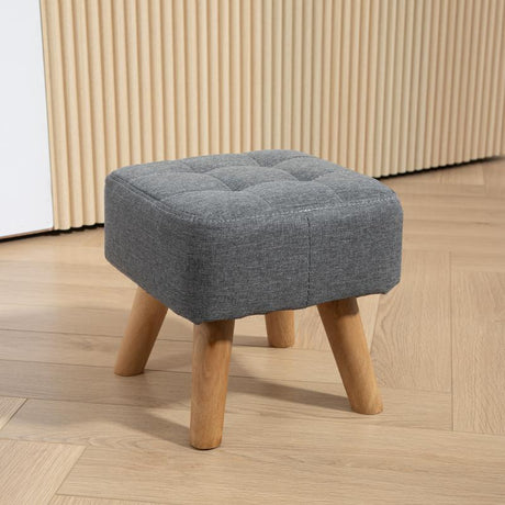 HOMCOM Linen-Look Square Padded Footstool - Grey