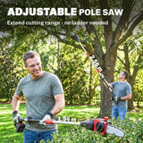 Outsunny 18V 8" Cordless Pole Chainsaw, 1.94m/2.56m Electric Chainsaw with 2 x 4.0Ah Batteries, Charger, Auto Lubrication