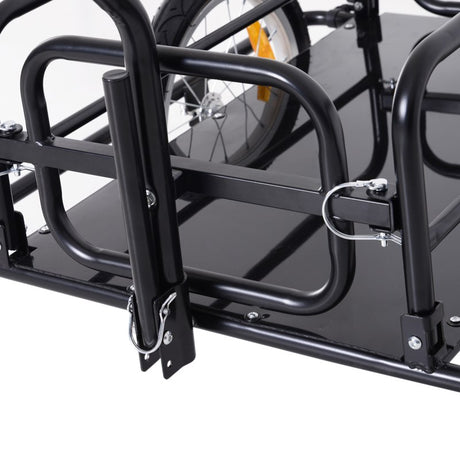 HOMCOM Bike Cargo Trailer Bicycle Cargo Storage Cart w/ Hitch Cycling Camping Luggage Storage Carrier Transport Steel Black