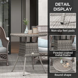 Outsunny 70 cm Wood-Effect Rattan Garden Table - Grey