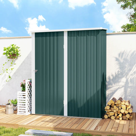 Outsunny 5.3 x 3.1ft Corrugated Steel Garden Shed - Green
