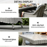 Outsunny Seven-Piece Rattan Dining Set - Mixed Grey