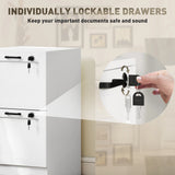 HOMCOM 2-Drawer Filing Cabinet with Lock - White
