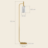 HOMCOM LED Floor Lamp for Living Room with Glass Lampshade, Modern Standing Lamp with Foot Switch, Adjustable Brightness, 2700K for Bedroom, Gold Tone
