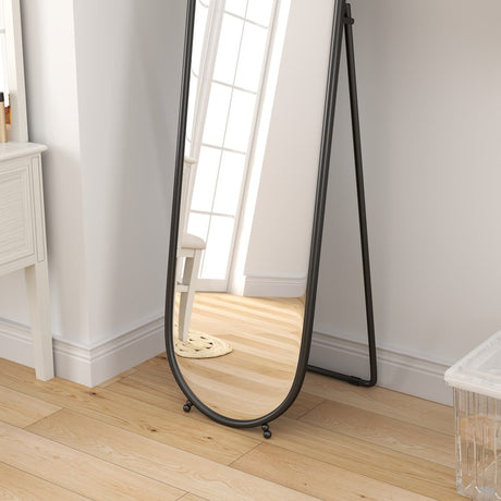 HOMCOM Two-Way Curved Full Length Mirror - Black