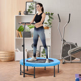 HOMCOM 40" Fitness Trampoline with Adjustable Handle, Rebounder Trampoline, Mini Jumper for Indoor Exercise Workout, Blue