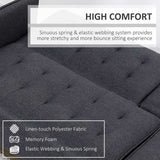 HOMCOM Upholstered Click Clack Sofa Bed, Linen-Feel 3 Seater Sofa Bed with Storage and Cupholders, Grey