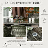 Outsunny Seven-Piece Rattan Dining Set - Grey