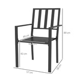 Outsunny Set of Two Minimal Metal Garden Chairs - Black