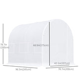 Outsunny 2.5 x 2 x 2 m Polytunnel Greenhouse, Walk-in Green House for Garden with Mesh Windows, Galvanised Steel Frame, White
