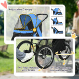 PawHut Foldable Pet stroller, Dog Buggy with Three Wheels, for Small/Medium Dogs, Blue