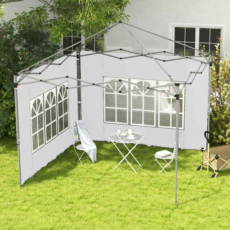 Outsunny Gazebo Side Panels, Sides Replacement with Window for 3x3(m) or 3x4m Pop Up Gazebo, 2 Pack, White