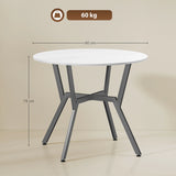 HOMCOM Dining Table, Round Kitchen Table with Black Legs for Living Room, Dining Room 90 x 76 cm, High Gloss White