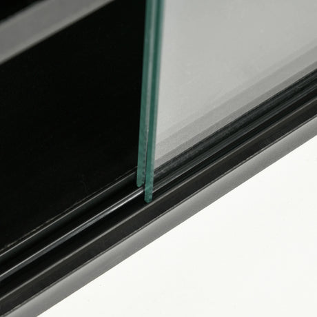 HOMCOM 5-Tier Wall Display Shelf Unit Cabinet w/ 4 Adjustable Shelves Glass Doors Home Office Ornaments 60x80cm Black