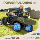 AIYAPLAY Kids Ride on Car, 12V Electric Kids UTV with Electric Dump Bed, 4-Wheel Suspension for 3-8 Years, Green