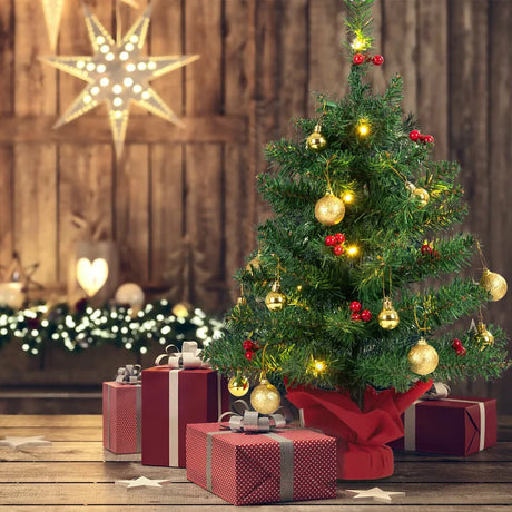 2FT 60cm PVC Artificial Christmas Tree with LED Lights